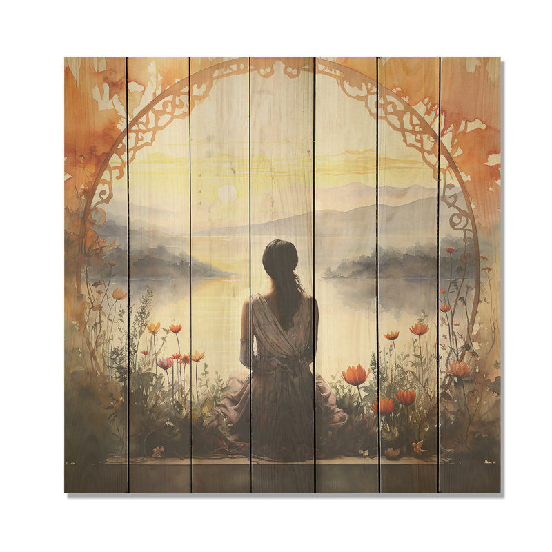 Meditation Serenity By The Lake II - Meditation On Wood Print, H 30 po x l 30 po