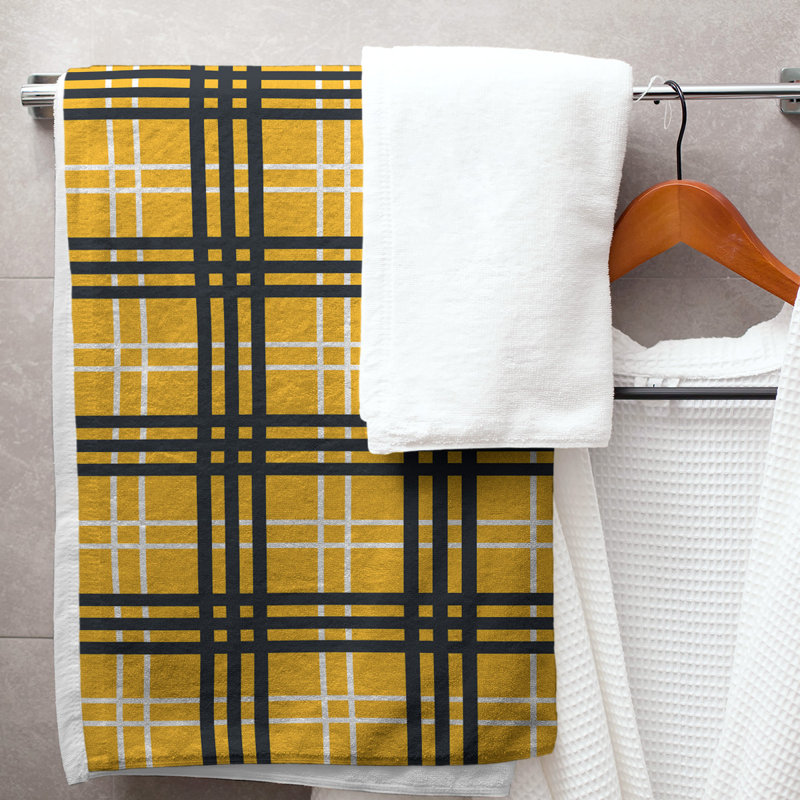 Bath Towel, Polyester/Cotton Blend, Gold/White/Black