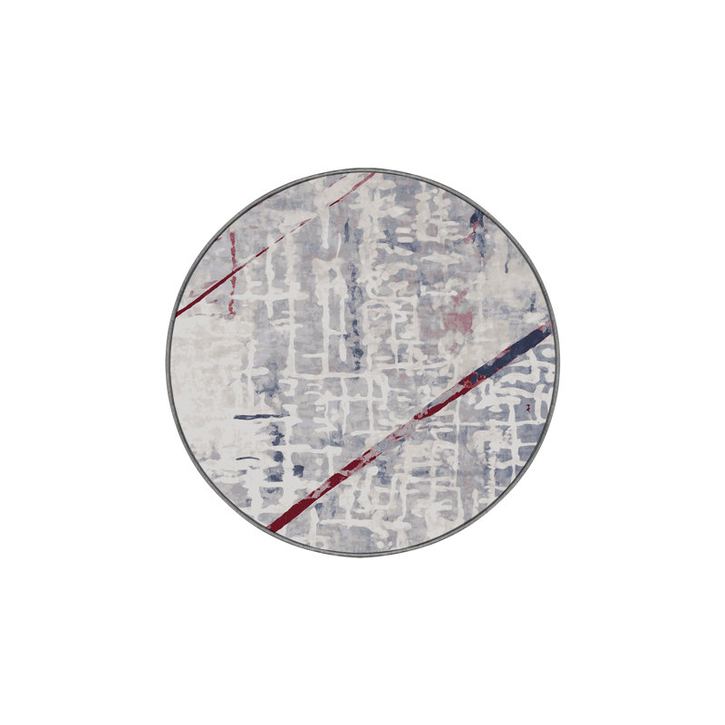 Machine Washable Gray Area Rug, Round 6'