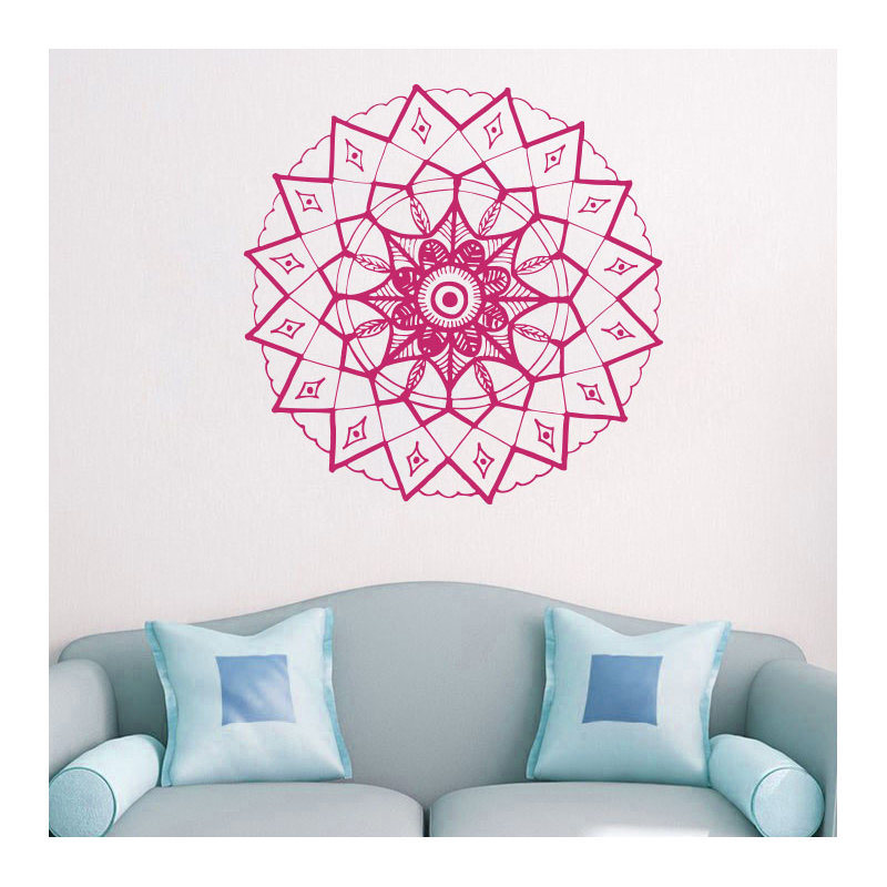 Adhésif décoratif mandala yoga, H 20 po x l 22 po, Rose millennial