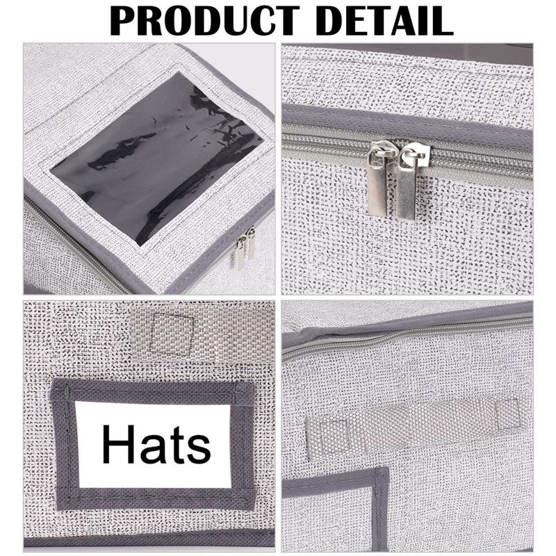 2 PCS Stackable Hat Storage for Baseball Caps, Holds up to 24 Caps Hat Organizer for Closet, Sturdy Snapback Hat Boxes with Clear Window