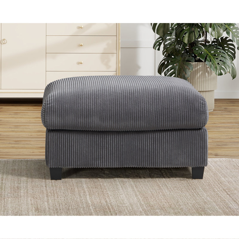Repose-pieds modulaire rembourré en velours côtelé 33,8 po Brampton pour canapé modulaire Brampton, Stone Grey