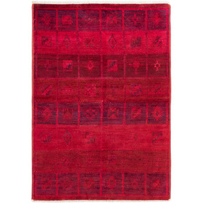 Tapis unique en laine noué à la main rouge foncé des années 2010 de 6 pi 2 po x 8 pi 9 po Quineisha