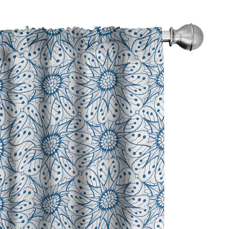 Floral Semi-Sheer Rod Pocket Curtain Panels, 28" x 95"