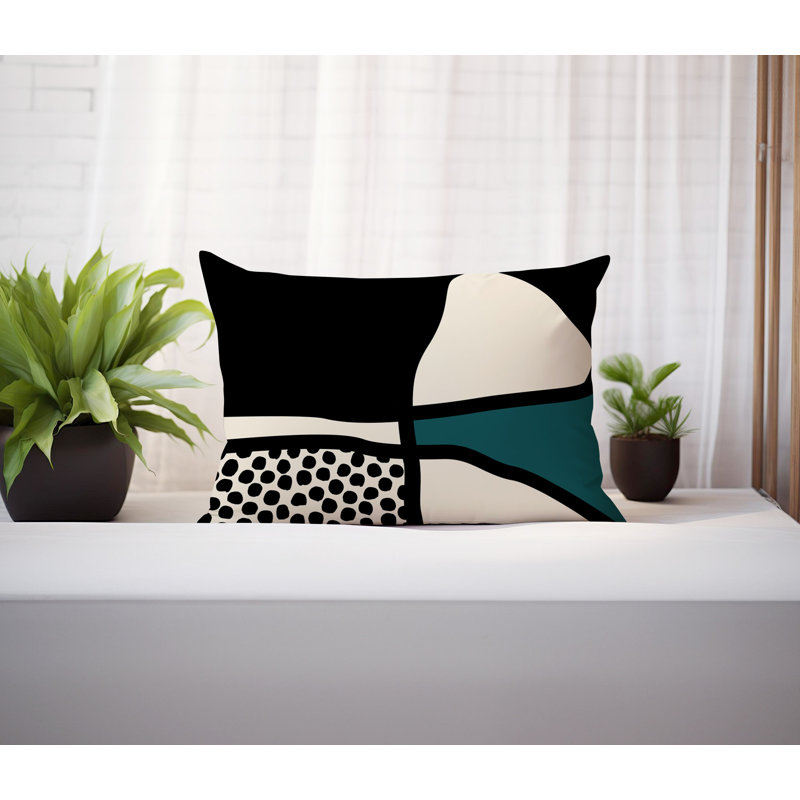 Jai Abstract Reversible Indoor/Outdoor Lumbar Pillow, 14"H x 20"W, Emerald