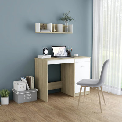 Desk Computer Desk Office Desk Workstation with Shelves Engineered Wood