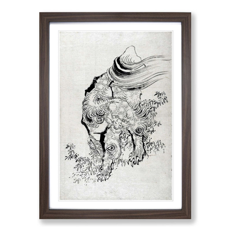 Mythical Creature by Katsushika Hokusai - Picture Frame Painting Print, Walnut Framed, 65cm H x 48cm W x 2cm D