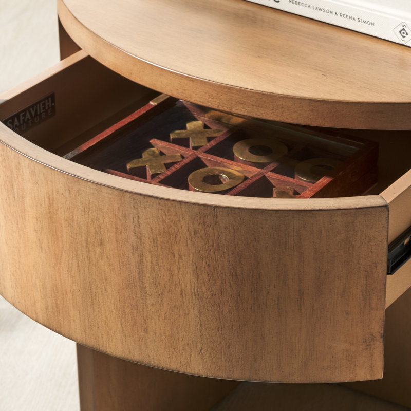 Daiya Round 1 Draw Wood Nightstand, Natural