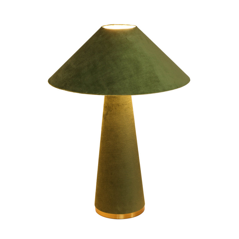 Lampe de table en velours terre cuite Graham, Vert mousse, Vert mousse