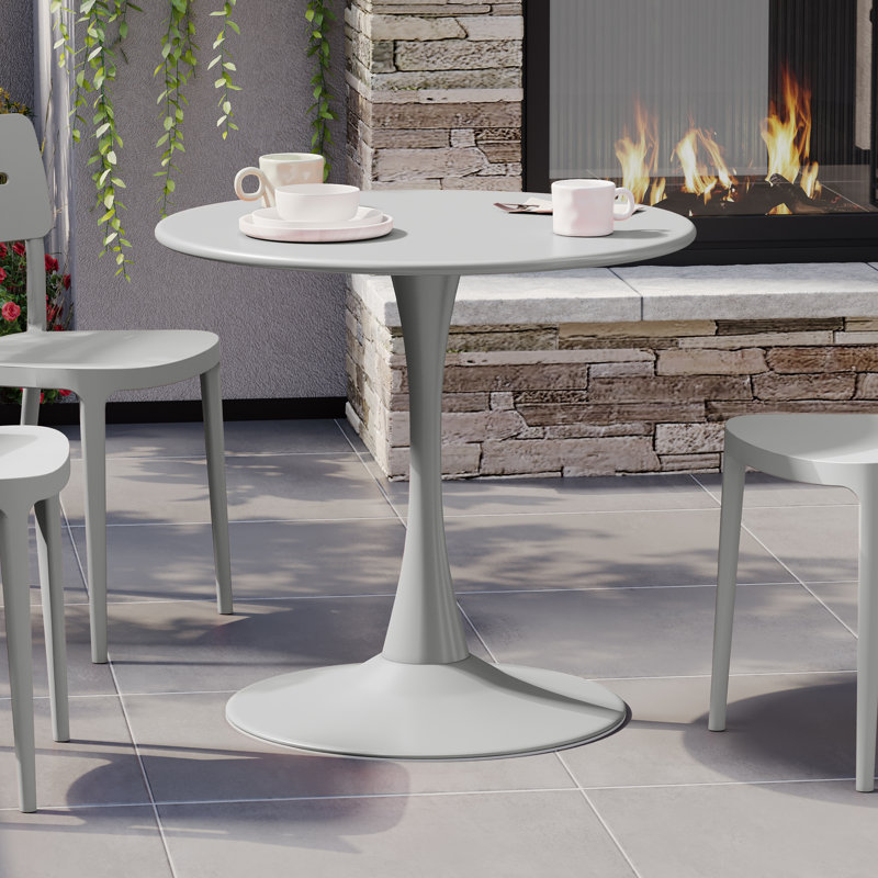 Outdoor Steel Dining Table, Gray