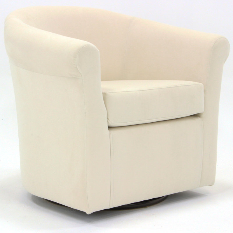 Anstett Upholstered Swivel Barrel Chair, Bone Polyester Blend