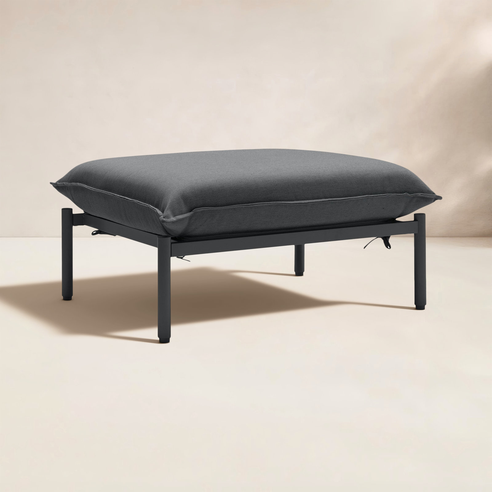 Metal Outdoor Ottoman with Sunbrella® Cushion, Charcoal