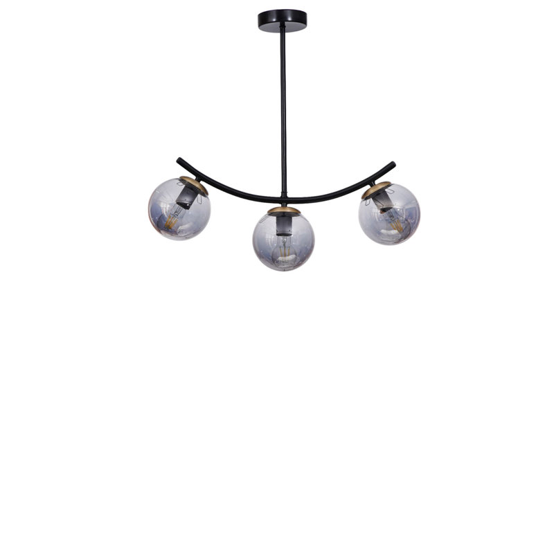 Lustre, Gris / Noir, 3 niveaux, Trois lumières