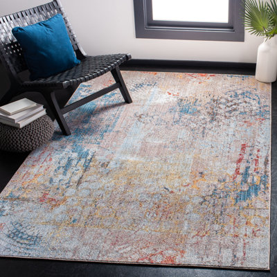 Tapis à motif abstrait bleu Massad