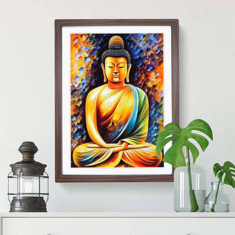 XV1022-4983X View Of Buddha No.4 - - Wall Art, Walnut Framed Paper, 34cm H x 25cm W, Walnut