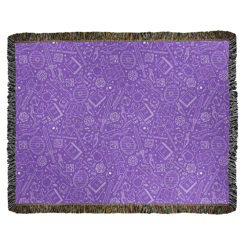 Couverture en coton tissé Katelyn Elizabeth, l 50 po x L 60 po, Mauve / Blanc