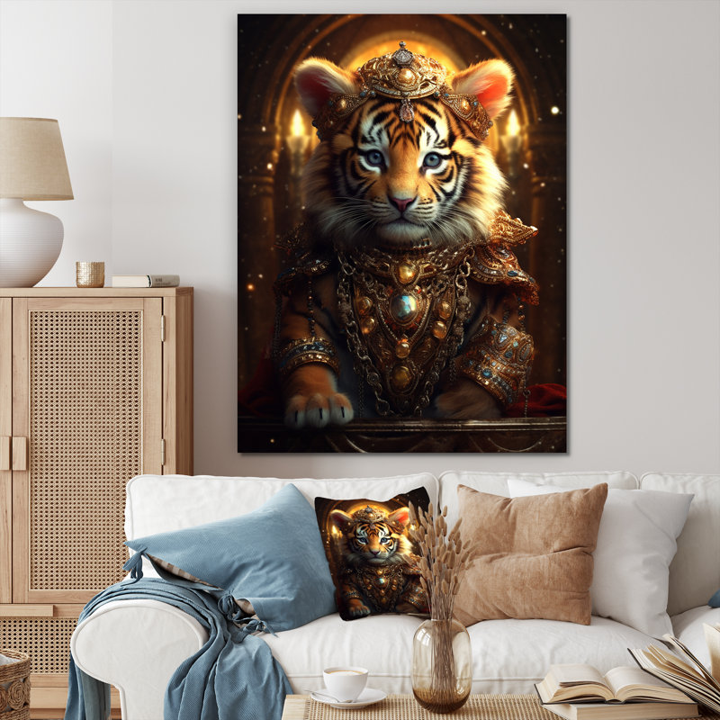 Mignon petit tigre royal sur toile, Toile tendue, H 44 po x l 34 po x P 1,5 po