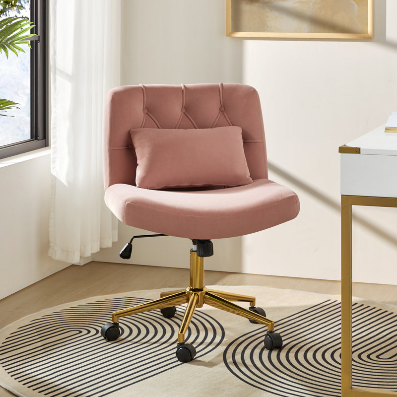 Fauteuil de bureau en polyester avec coussin inclinable moderne Guitra, Rose