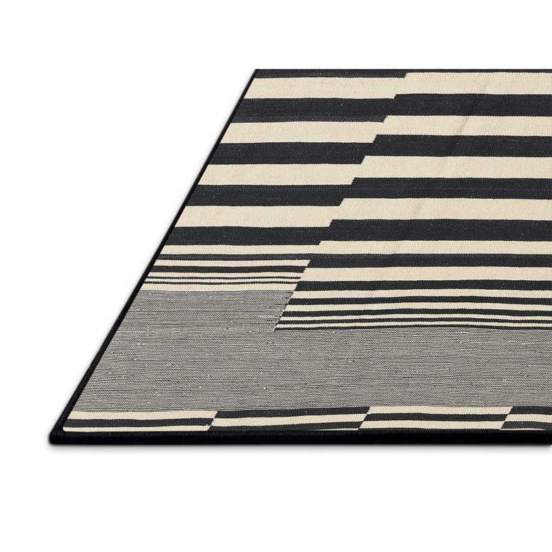 Tapis abstrait noir / beige, Rectangle 5 pi x 7 pi