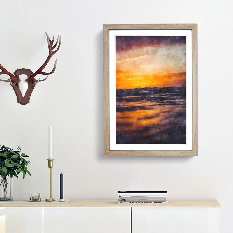 Mood of the Ocean - Picture Frame Painting Print, 63cm H x 45cm W x 2cm D, Oak Framed