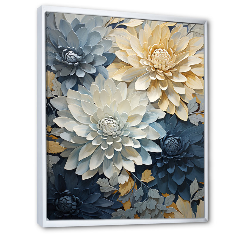 Maman blanche et bleue élégante, Cadre flottant blanc, H 40 po x l 30 po x P 1,5 po