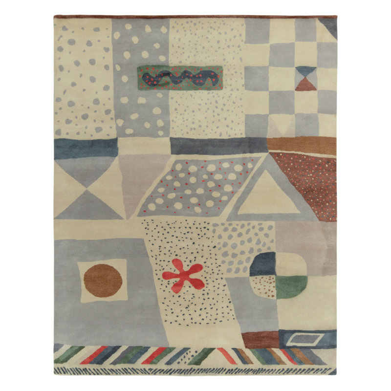 Scandinavian Hand Knotted Wool Geometric Area Rug, Rectangle 12' x 15'
