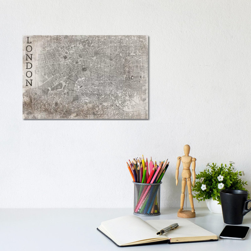 Map London by PI Studio - Wrapped Canvas Panoramic Print, 20.32 cm H x 30.48 cm W