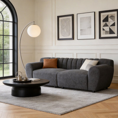 Glamour Contemporary Vertical Channel Tufted Sofa