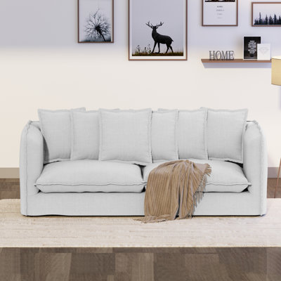 Canapé rembourré en tissu de 80 po avec coussins décoratifs et housse lavable Castina