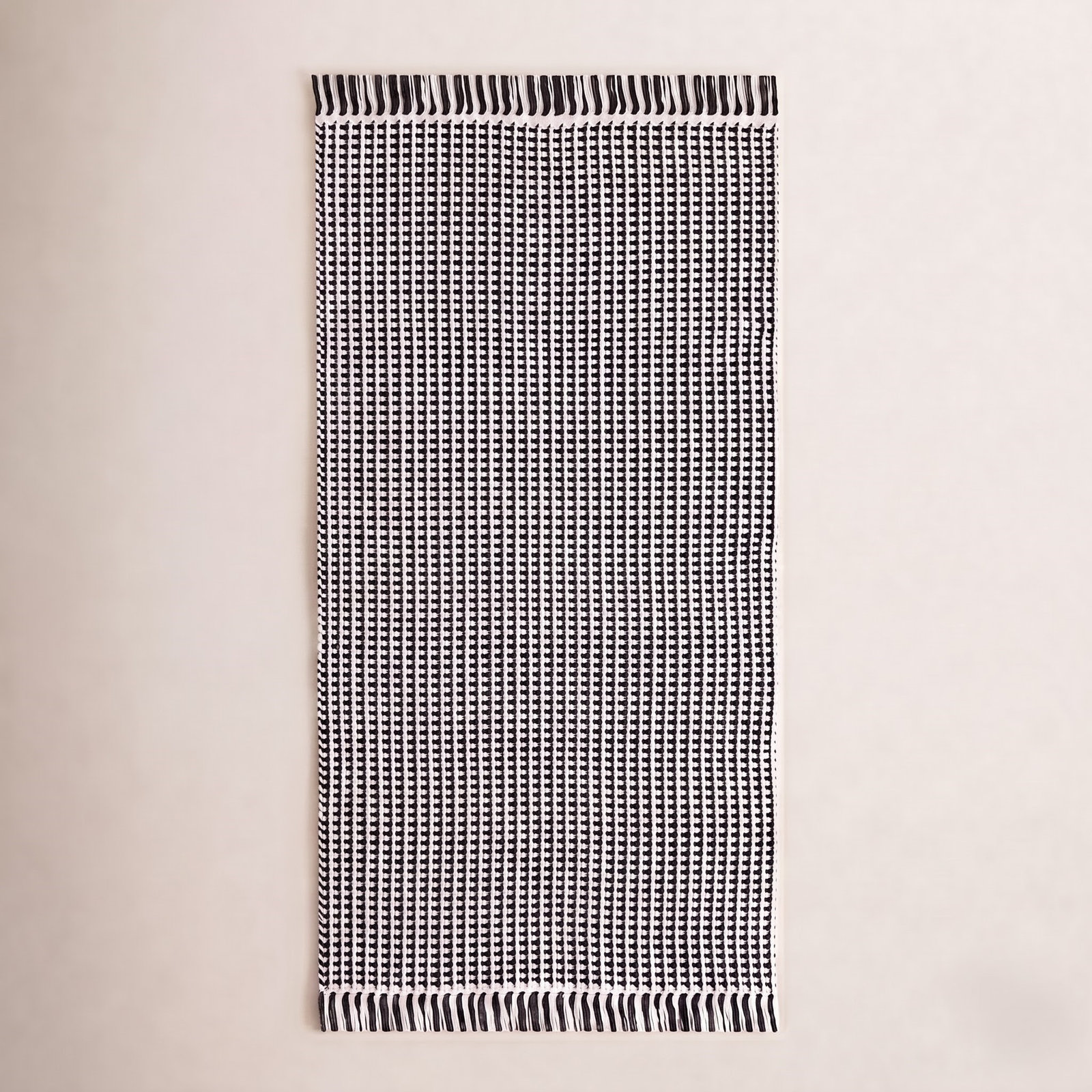 Bester Hand-Woven Geometric Cotton Rug, Runner 2'3" x 10'