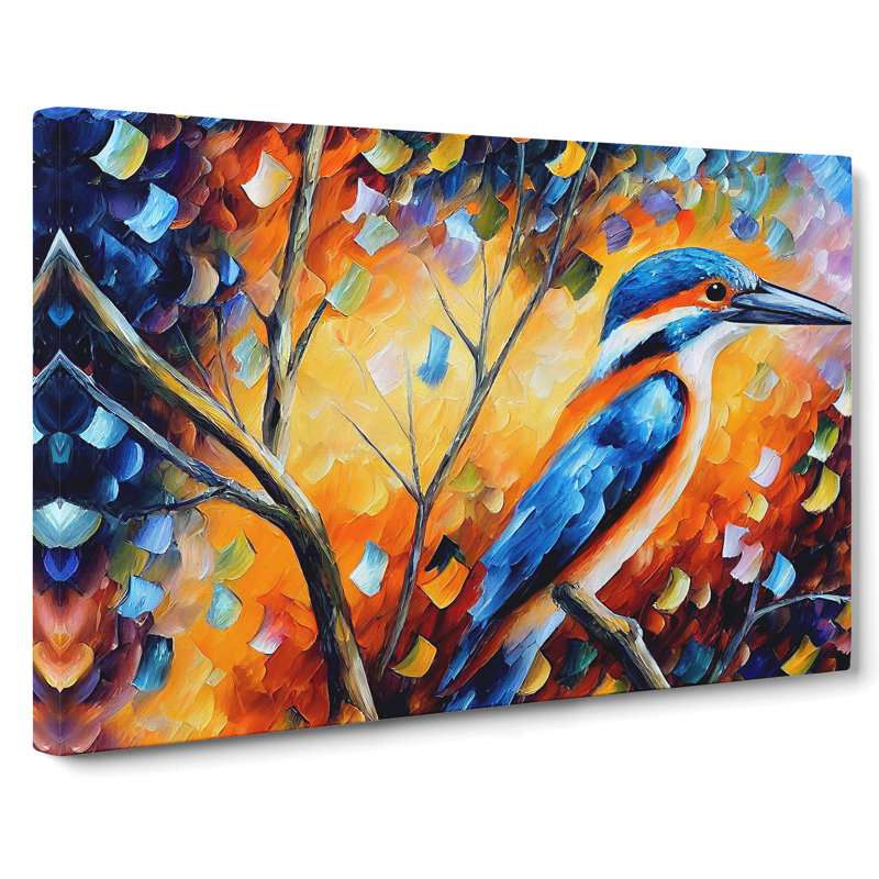 Kingfisher Bird Vol.5 Abstract - Wrapped Canvas Painting, 35cm H x 50cm W x 3cm D