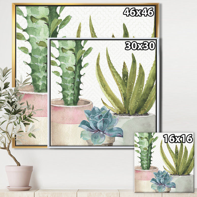 « mixed green element iii », reproduction d’art sur toile, H 30 po x l 30 po x p 1 po, Cadre flottant doré