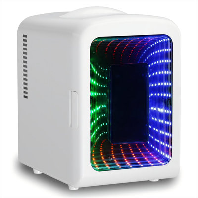 Light Up Your Space With Retro Style 4L/6-Can Portable Mini Fridge, Ideal For Skincare, Cold Drinks & Gaming Sessions, Ac/Dc Powered, Sleek Black F on Fridge.com
