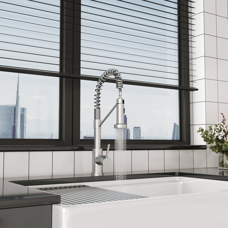 Bothwa Home 19.29"H Stainless Steel 304 Kitchen Faucet, Corrosion Resistant, Single Handle, Cupc Certified, Pull-Down Sprayer/360 Swivel
