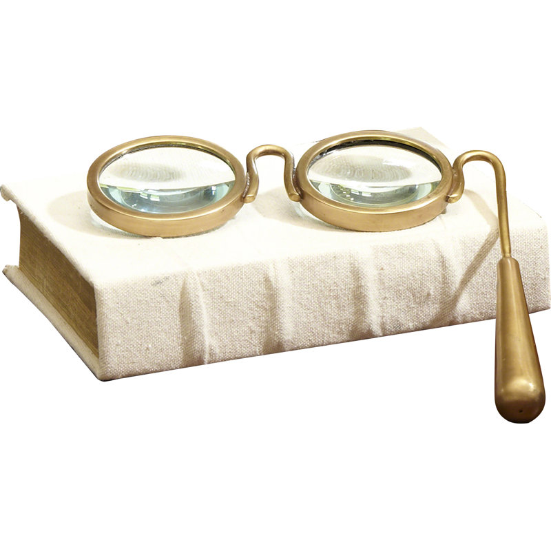 Decorative Lorgnette Magnifying Glass, Brass