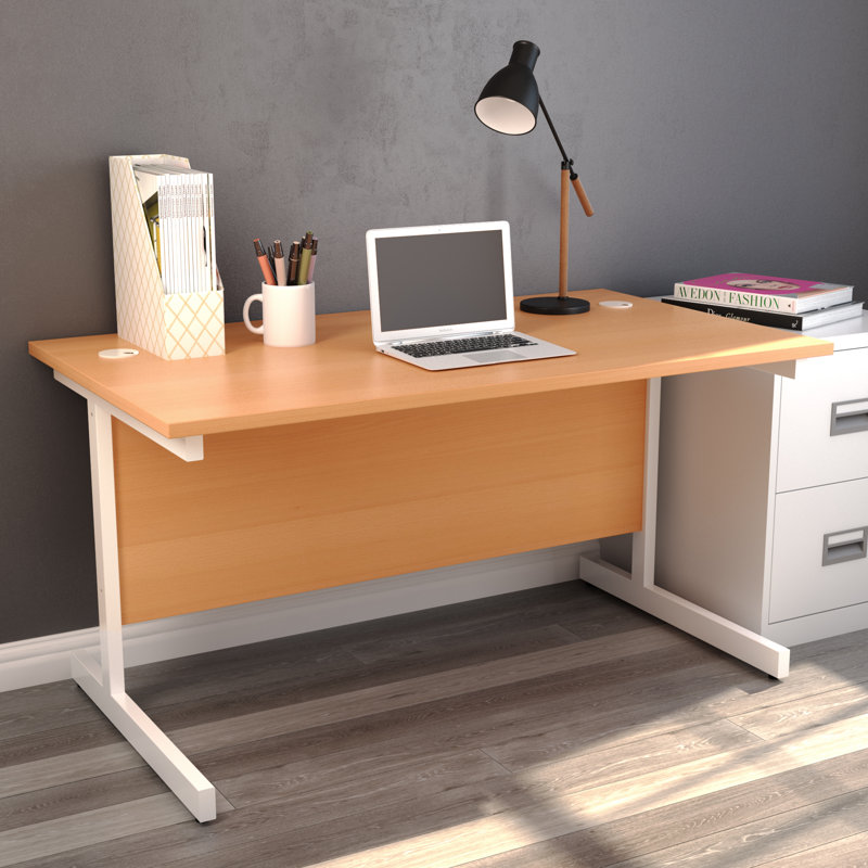 Buariki Metal Base, Beech, White, 73cm H x 180cm W x 80cm D