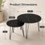 Ensemble de tables basses noires gigognes deux pièces; Dessus en marbre avec des bases en métal robustes, parfaits pour les salons ou les chambres à coucher.