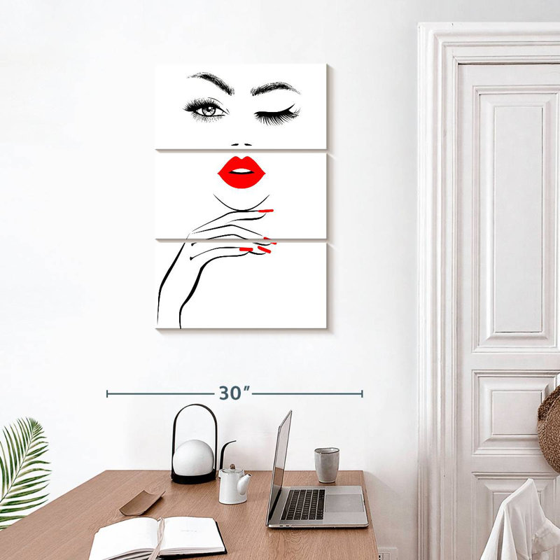 Femme de la Navette aux lèvres rouges, H 32 po x l 20 po