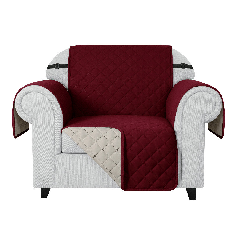 Housse réversible pour fauteuil à coussins carrés / rectangulaires, Microfibre / microsuède rouge vin