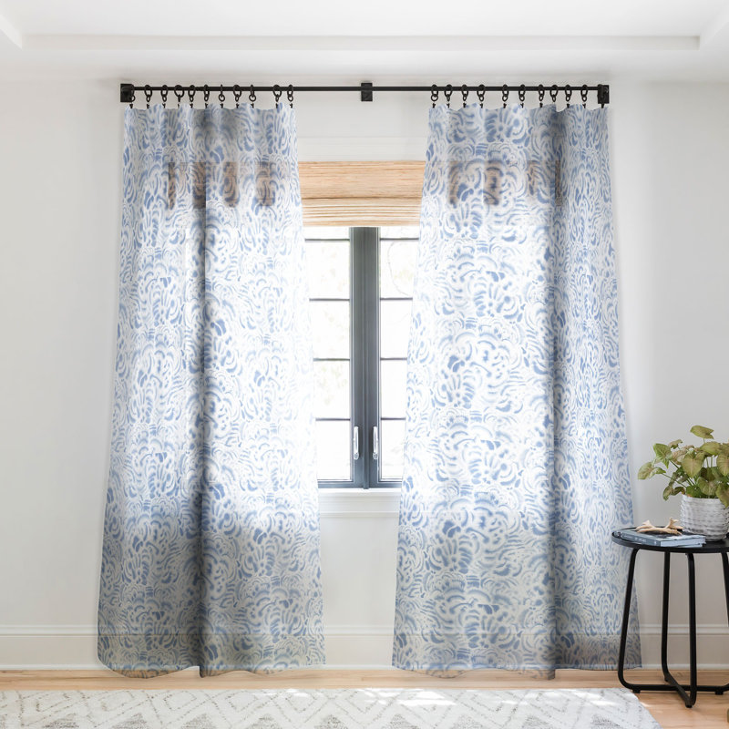Panneau de rideau de fenêtre transparent 1 pièce Jacqueline Maldonado, 50 po x 96 po, Bleu
