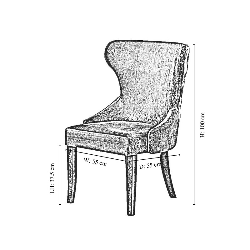 Caesar Velvet Dining Chairs, Ergonomic Curved Back With Solid Wooden Legs- Side Chair for Dining Room Kitchen Living Room 