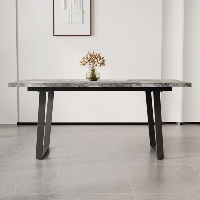 Simple et moderne, table de salle à manger pour 6 personnes, table de salle à manger rectangulaire en MDF de 62,9 po