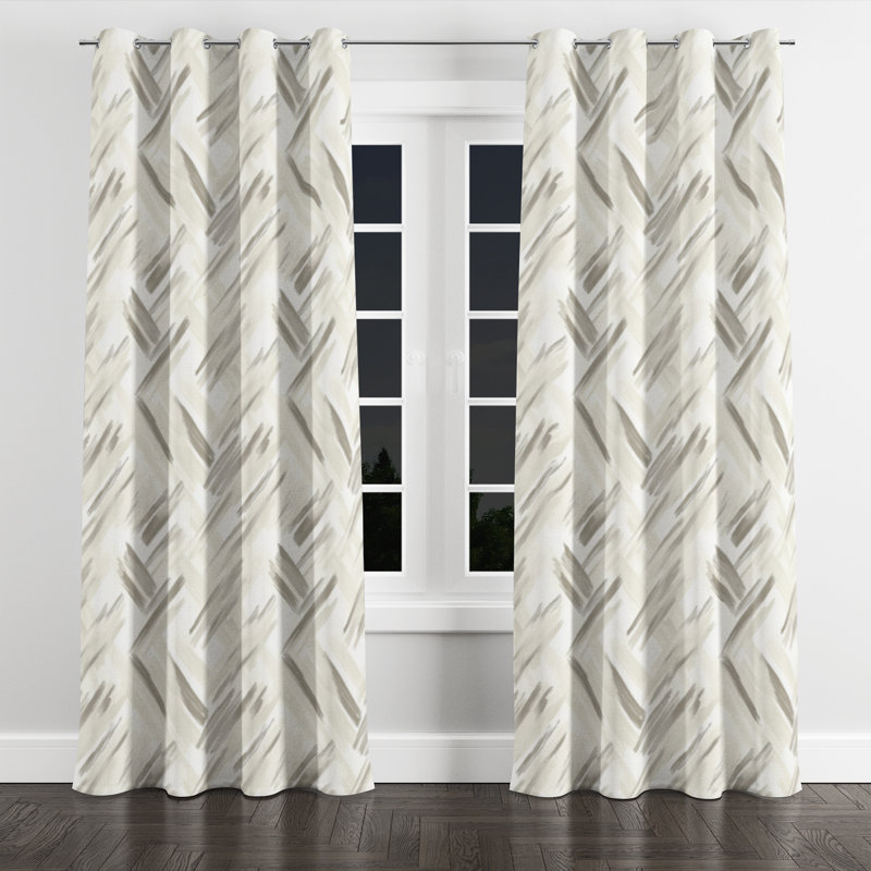 Striped Curtains for bedroom - Modern Grey Stripes Grommet Curtain - 1 Panel, 52" W x 84" L, Silver Grommets