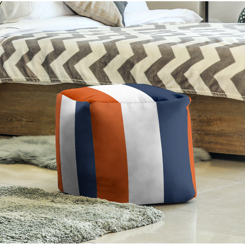 Repose-pieds à cubes à rayures syracuse, Orange/White/Navy