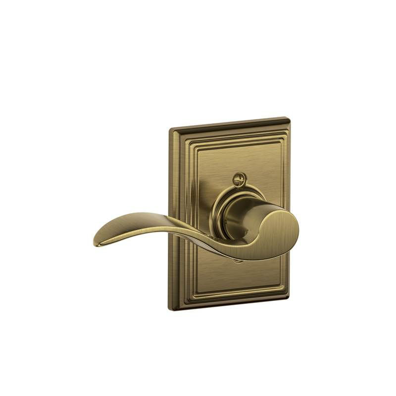 Accent Lever with Addison Trim Non-Turning Lock, Antique Brass, Left Hand