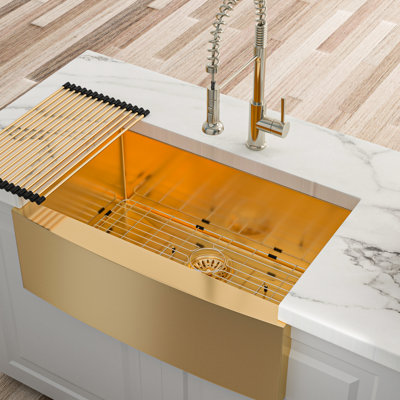 30 Inch Gold Sink, 16g Stainless Steel, Condensation, Package Contents 30" Sink For Kitchen, T304 Stainless, Nano Coating, Silent Operation