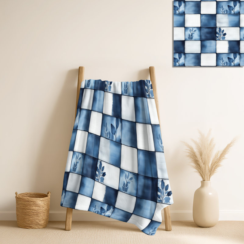 Linen Patch II – Patchwork Plush Blanket, Farmhouse Fleece Throw