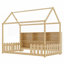 Lit de maison avec lumière DEL Huybert - fabrication en bois massif, bibliothèque de rangement et amp; Barrières de sécurité-1082984566