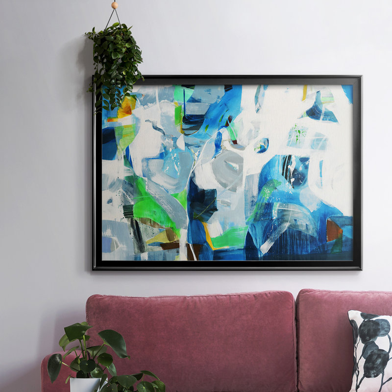 Down The Rapids, H 26 po x l 38 po x P 1,5 po, Toile avec cadre flottant noir