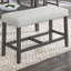 Ensemble de salle à manger à hauteur de comptoir rectangulaire en faux marbre gris 60 po Luna 6 pièces avec tablette de rangement, chaises et banc revêtus gris clair-1097551995